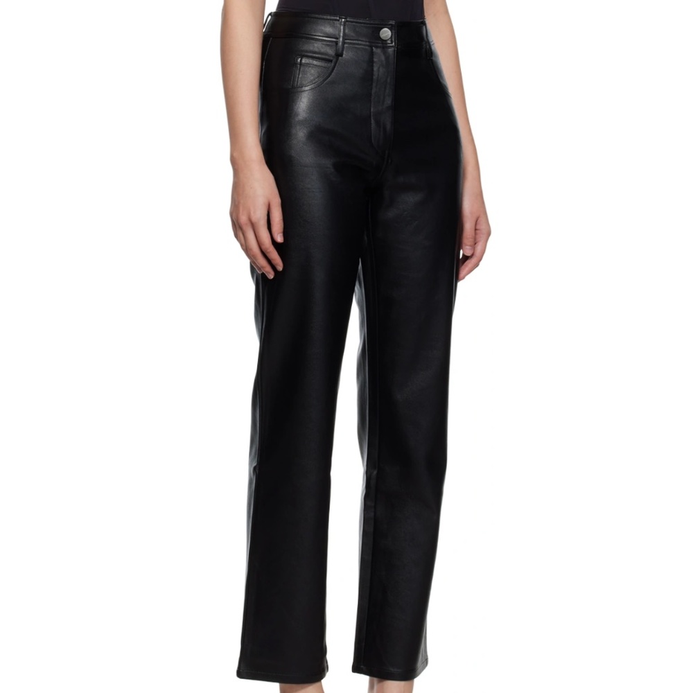 Miaou Black Straight Leg Faux-Leather Pants size 3X